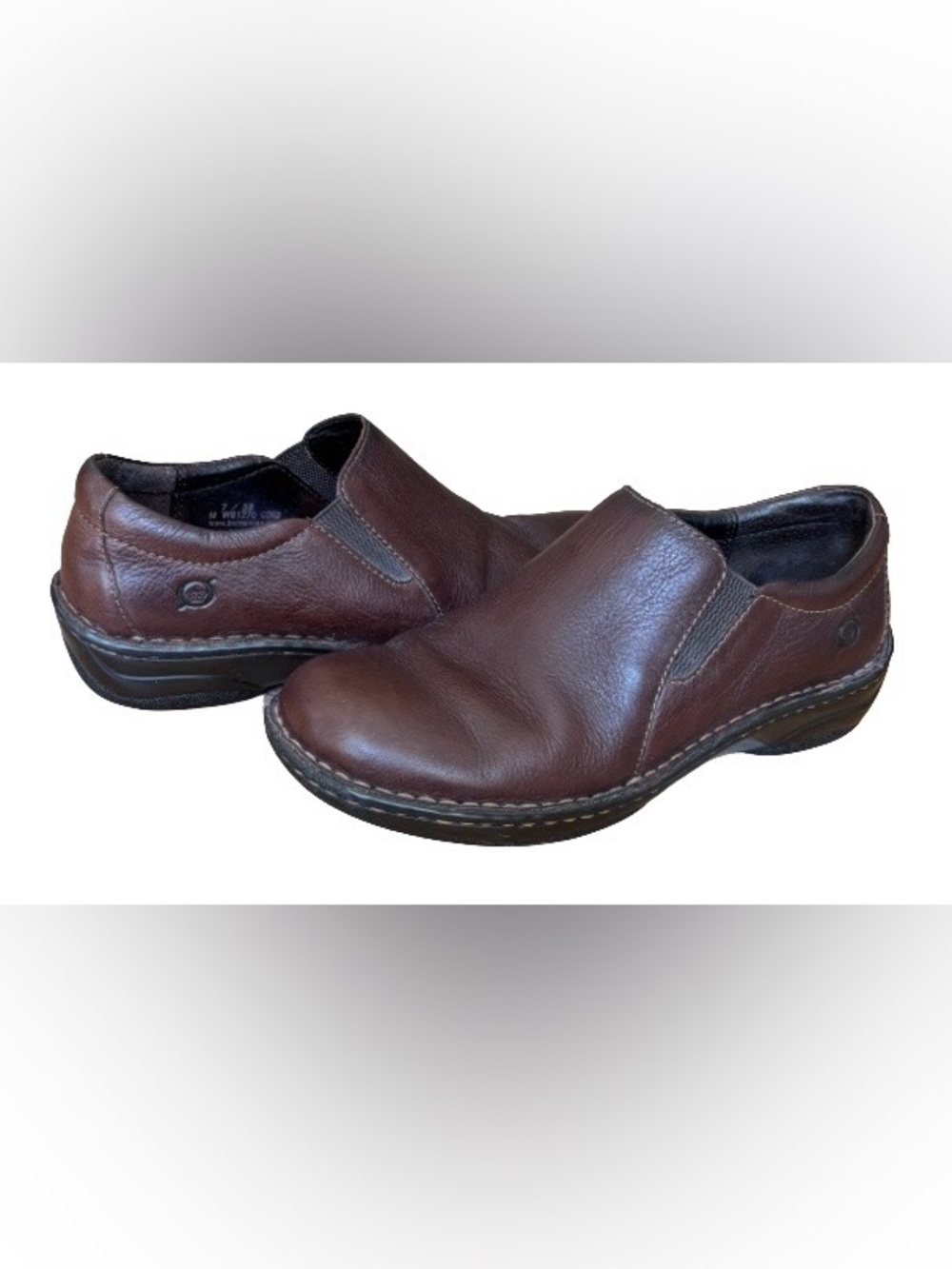 Born brwn lthr slip on shoes WM 7 comfort eclectic grandpa